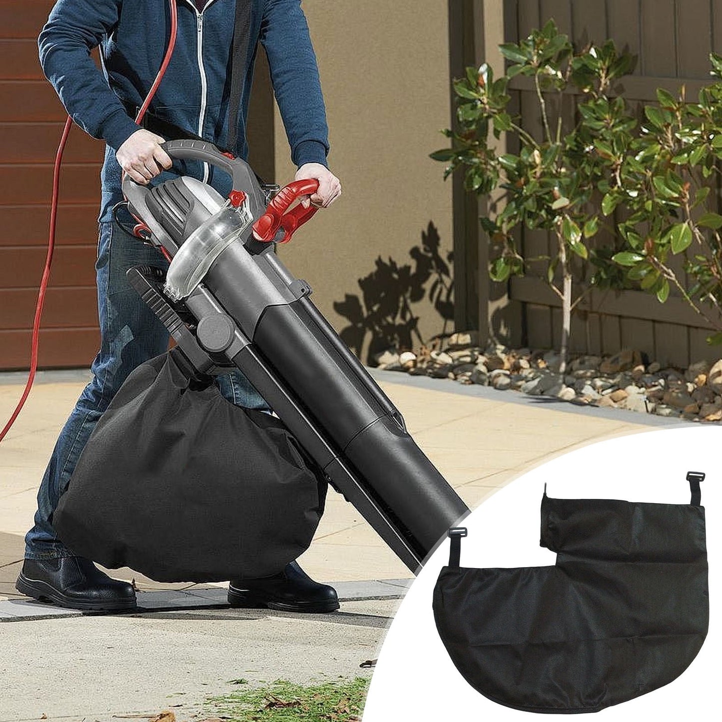 Leaf Vacuum Collection Bag With Zipper, Durable Non-Woven Reusable Debris Bag For Garden Lawn Cleanup,Adjustable Leaf Vacuum Collection Bag With Zip For Lawn Garden