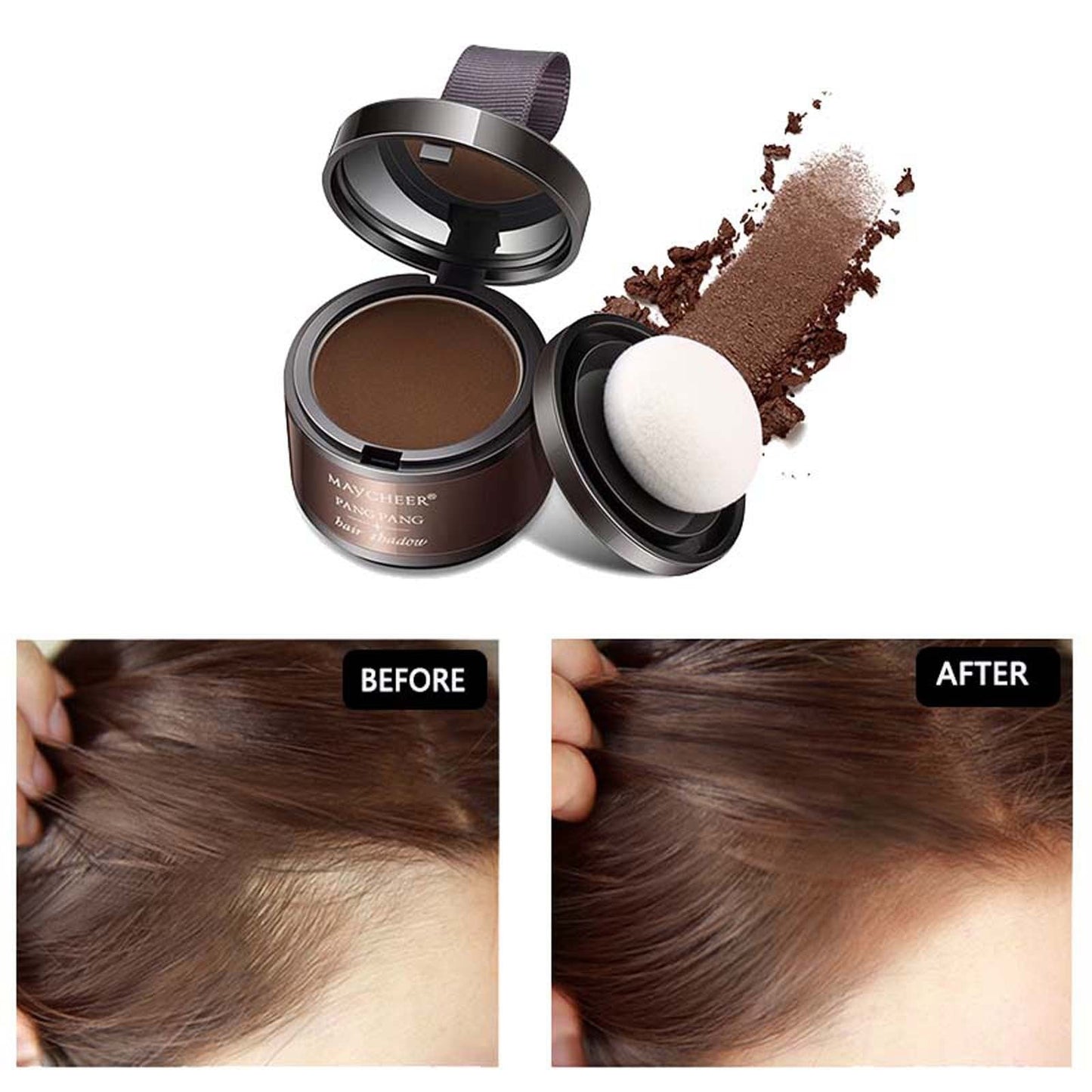 Magic Root Cover Up, Hairline Powder Hair Root Dye for Women, Hair Shadow Powder Root Touch Up Powder, Waterproof Hair Shading Sponge Brown,Quick Root Cover Up, Hair Fibers for Thinning Hair,Brown