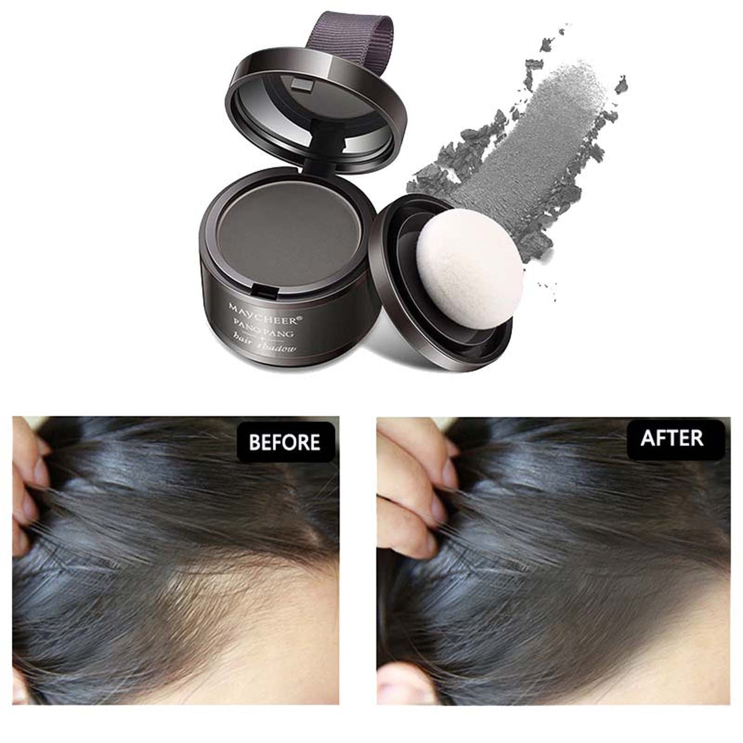 Magic Root Cover Up, Hairline Powder Hair Root Dye for Women, Hair Shadow Powder Root Touch Up Powder, Waterproof Hair Shading Sponge Brown,Quick Root Cover Up, Hair Fibers for Thinning Hair,Gray