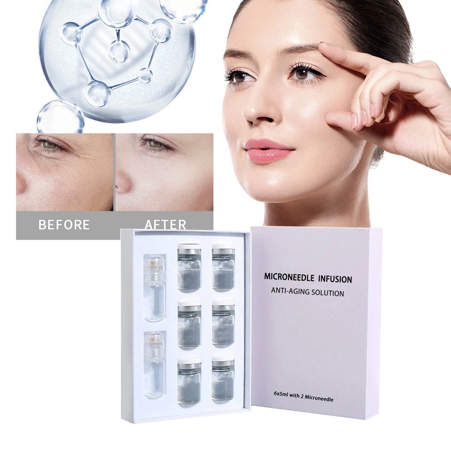 Micro Infusion System For Face,Micro Needling Infusion Kit Skin Tightener, Micro Infusion System For Face, Micro Infusion System For Lips, Keep Your Beauty,6PCSx5ml