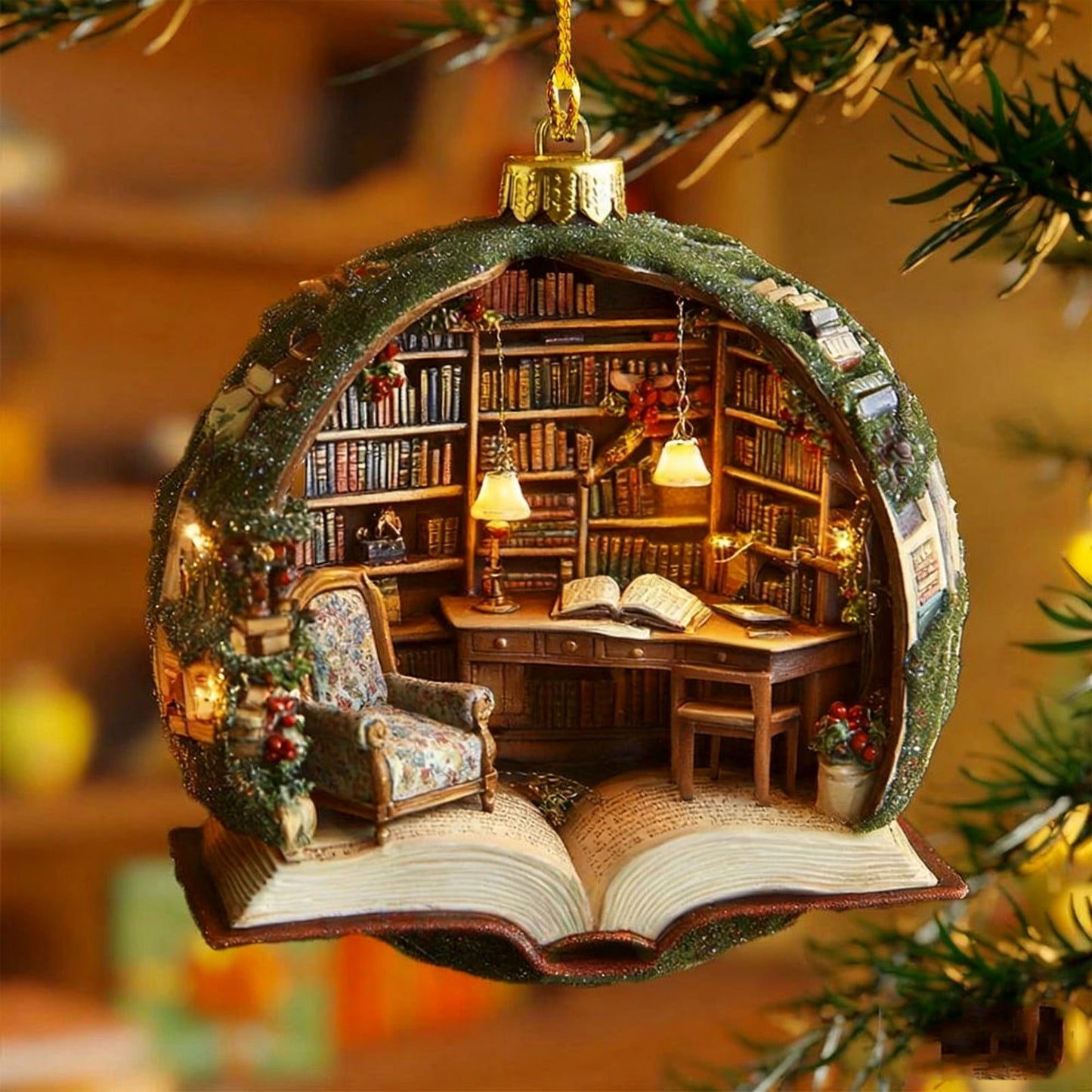 Mini Book Christmas Tree Christmas Decorations Festival Home Decor Items,3.15 In Plastic Holiday Decor For Xmas Tree, Festive Home Decor Gift For Book Lovers