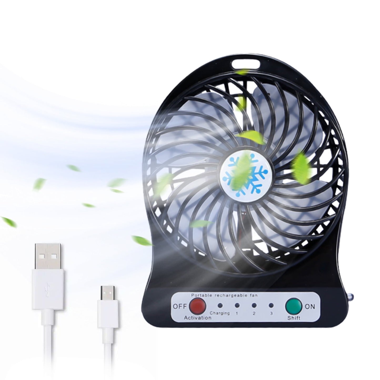 Mini Fan,CELNNCOE Portable Rechargeable LED Light Fan Cooler Mini Desk USB 18650 Battery Fan For Office, Bedroom, Table, Outdoor,Orange,Free Size