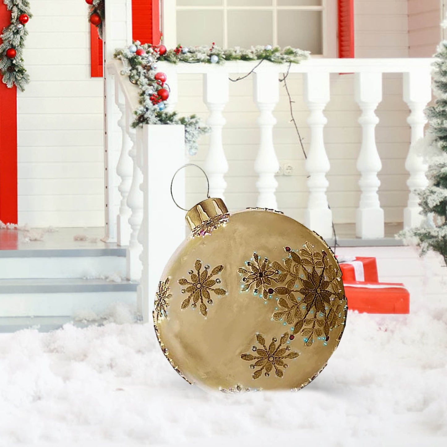 Outdoor Christmas Inflatable Decoration Ball 60Cm Pvc Christmas Tree Ornament For Lawn Garden Holiday Party Seasonal Display
