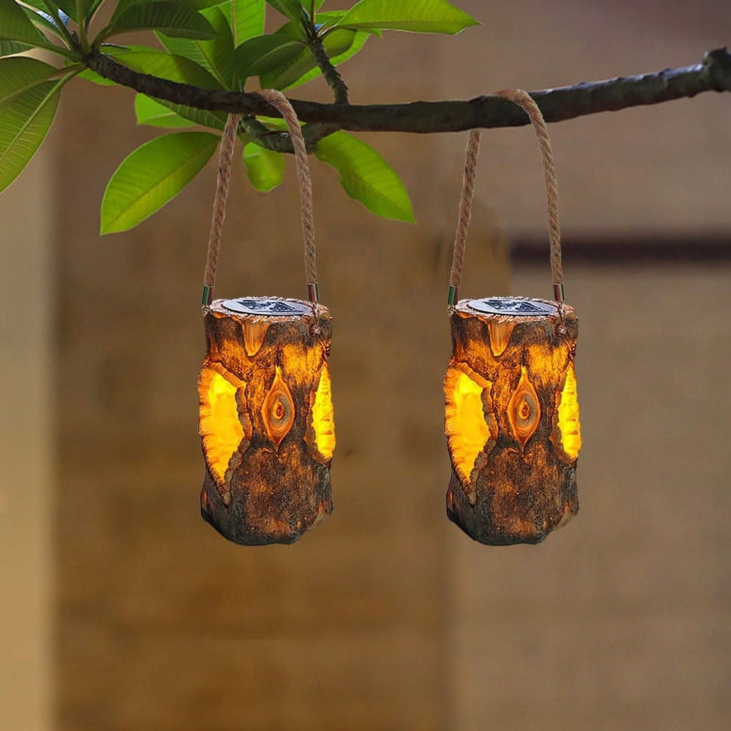 Patio Lights,CELNNCOE Resin Solar Lamp Imitation Tree Stump Garden Lamp Hanging Lamp Portable Outdoor Garden Decoration