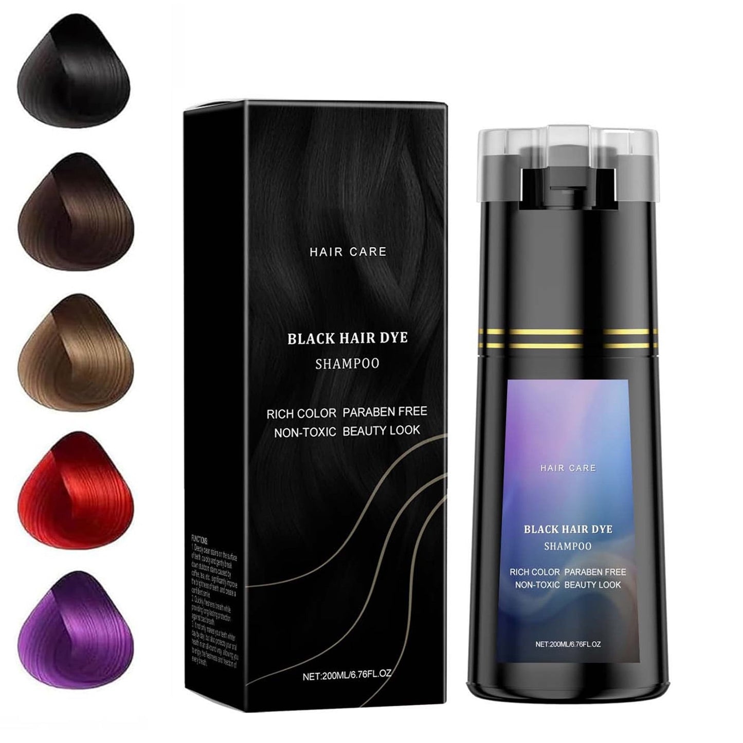 Hair Dye Shampoo, Hair Care, Hair Care Shampoo,3 In 1 Haircare Instant Dye Shampoo, Natural Hair Color Shampoo For Gray Hair Coverage, Suitable For Women & Men,Black