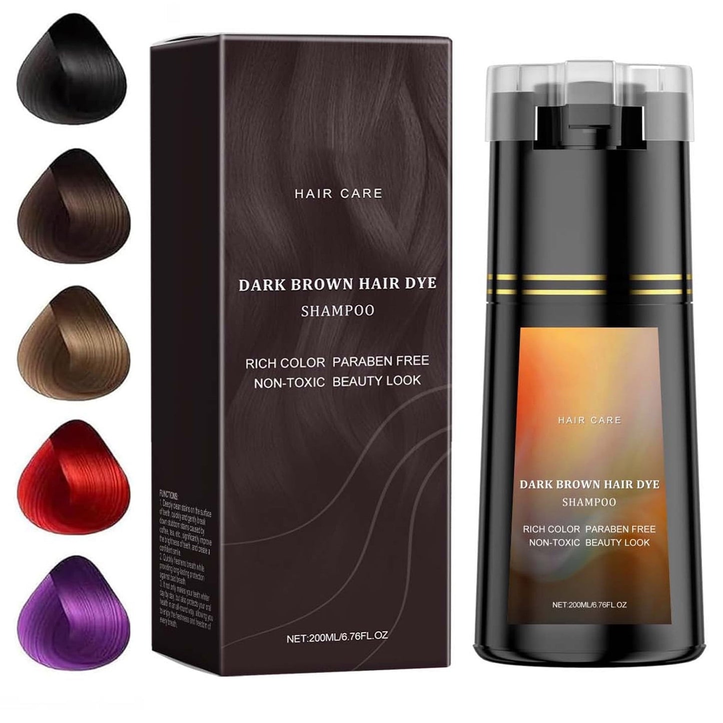 Hair Dye Shampoo, Hair Care, Hair Care Shampoo,3 In 1 Haircare Instant Dye Shampoo, Natural Hair Color Shampoo For Gray Hair Coverage, Suitable For Women & Men,Brown