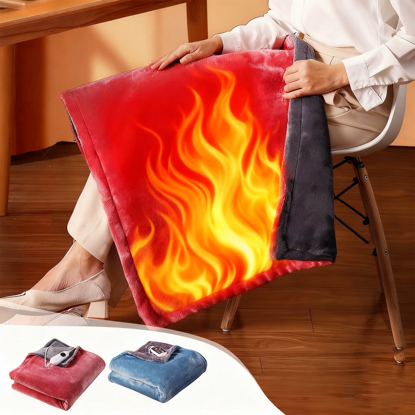 Portable Heated Blanket,Wearable Blanket,Heated Blanket,Rechargeable Heating Blanket & Shawl, Portable 60X80Cm Electric Warm Throw With Multiple Heat Settings For Home & Office Use