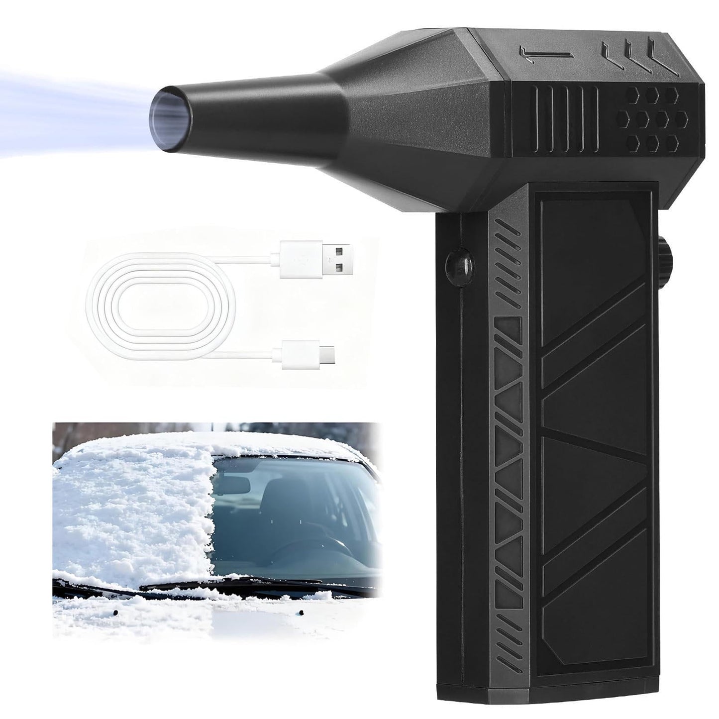 Portable Led Turbo Snow Blower, Mini Turbo Snow Blower,8000Ma 16,0000 Snow Master Pro Turbo Blower For Car With Magnetic Nozzle,Snow Turbo Blower,For Vehicle Snow Removal And Home Cleaning
