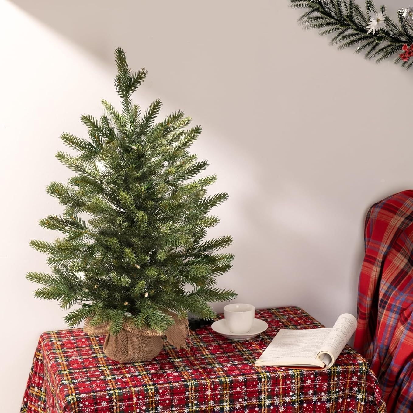 Pre-Lit Small Christmas Tree,Tabletop Christmas Tree,18In Pre-Lit Green Mini Artificial Christmas Tree,For Table Desk Home Christmas Decor,Battery Operated Tabletop Xmas Tree(No Light No Battery)