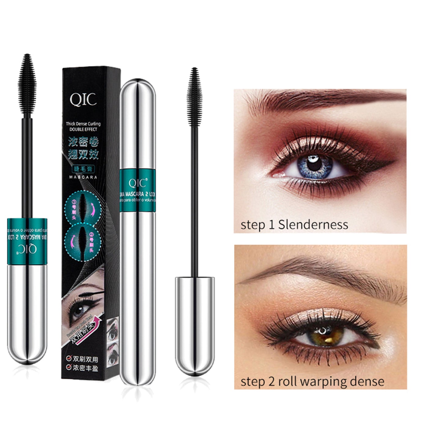 Vibely Mascara 5x Longer Washable Lash Cosmetics, 2 in 1 4D Silk Fiber Lash Mascara, Mascara Waterproof for Women