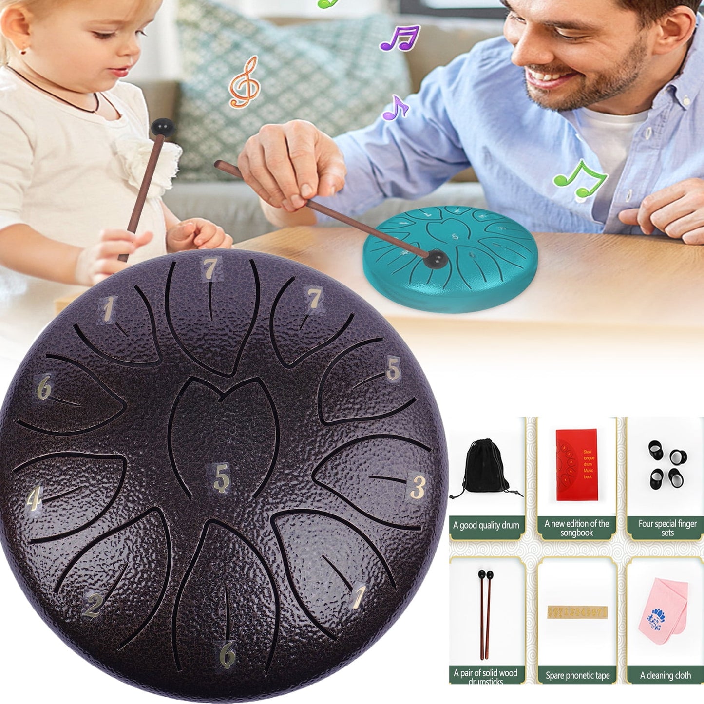 Rain Drum for Outside Garden, Steel Tongue Drum 6 Inches 11 Notes, Rain Chime Rain Drum for Outside, Steel Tongue Drum Rain Chime Waterproof, Steel Tongue Drum, Mini Handpan Drum