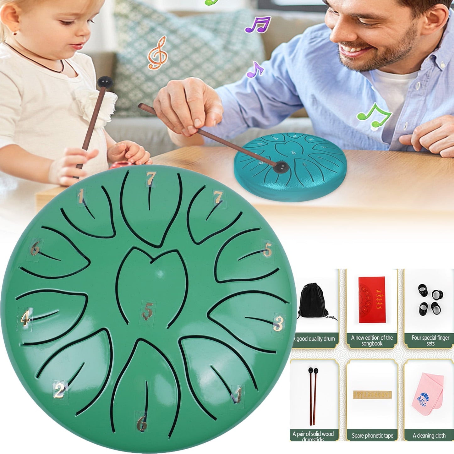 Rain Drum for Outside Garden, Steel Tongue Drum 6 Inches 11 Notes, Rain Chime Rain Drum for Outside, Steel Tongue Drum Rain Chime Waterproof, Steel Tongue Drum, Mini Handpan Drum