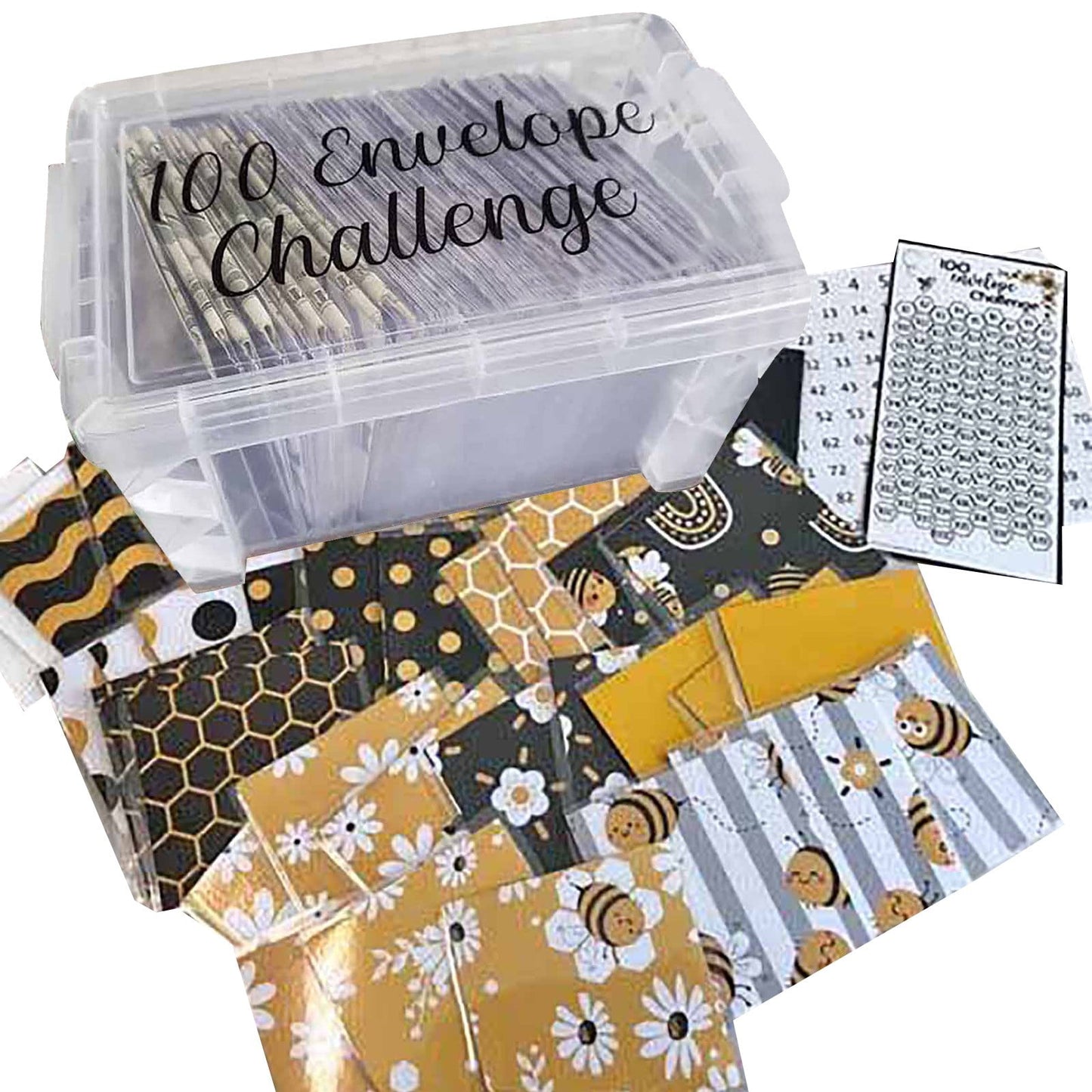 Rdeuod 100 Envelope Challenge Box Set, 5050$ Money Saving Challenge Kit in 100 Days, Budget Planner Book for Budgeting, Savings Challenges Sheets