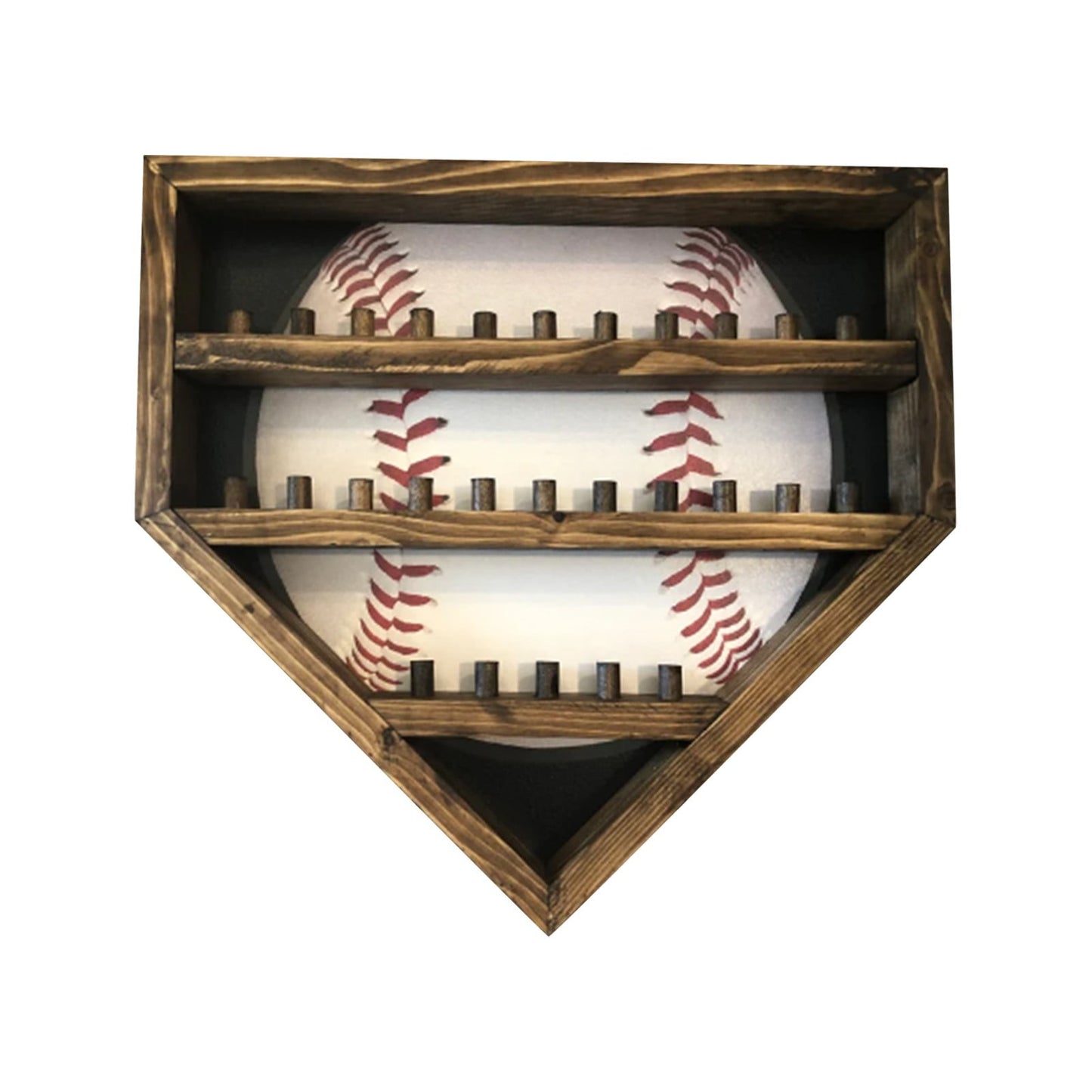 Rdeuod Baseball Display Case, 16/33-Hook Personalized Baseball Championship Ring Display Holder, Wooden Display Stand Baseball Holder for Wall, for Dad Grandpa Kids