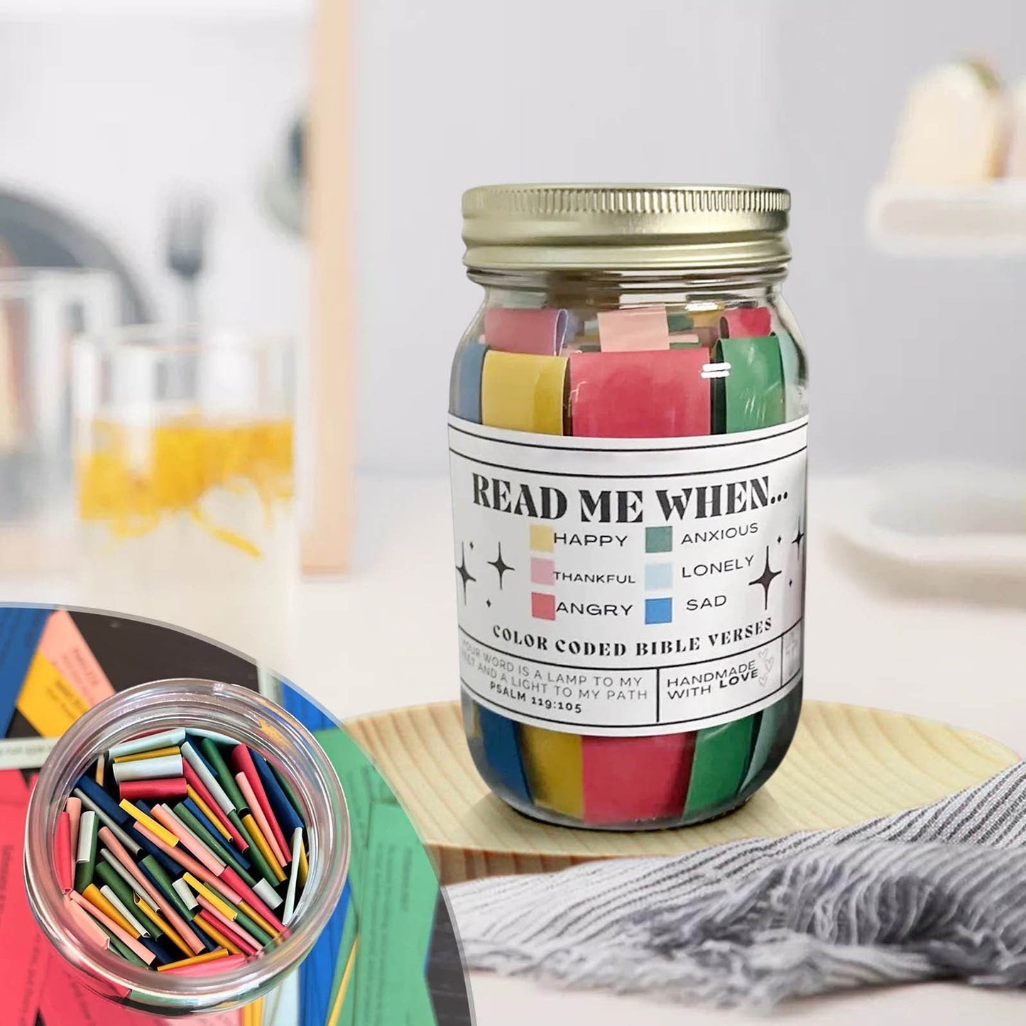 Rdeuod Bible Verses in a Jar,Bible Verses Jar for Emotions and Feelings,Prayer Request Cards, Christian Bible Gifts,Church Gift or Thank-you,Scripture Cards with Bible Verses Jar,Christian Bible Gifts