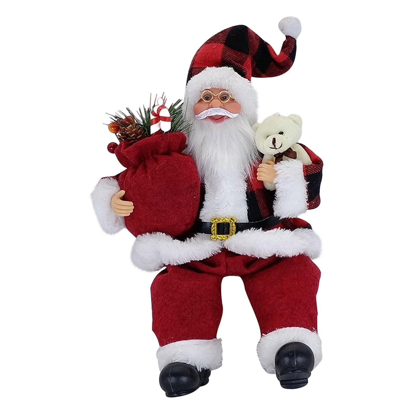 Rdeuod Christmas Sitting Santa Claus Figurines Christmas Figure Decorations Table Decor Christmas Santa Claus Doll for Holiday Party Festival Present, 13.82inch£¬Red