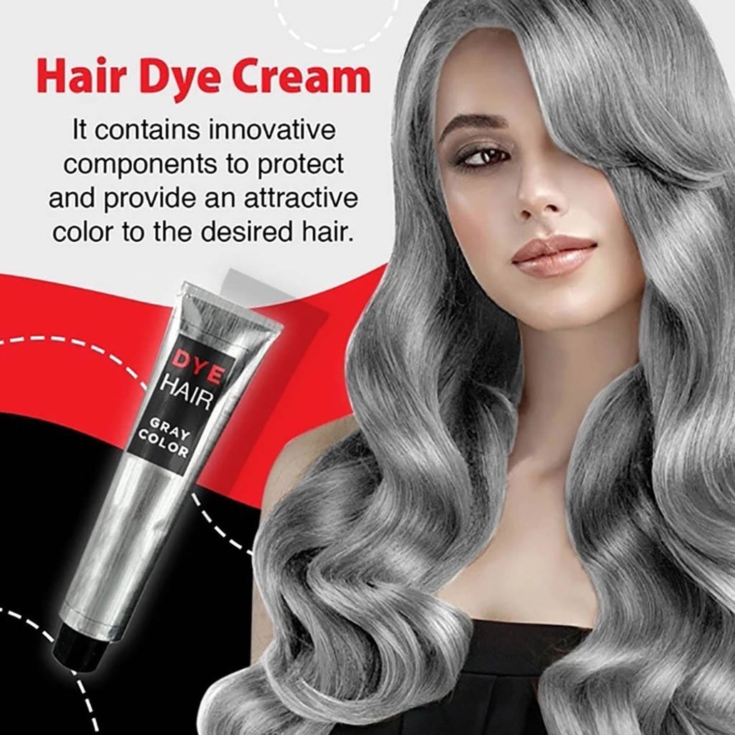 Rdeuod Hair Dye Shampoo for Gray Hair, Unisex DIY Fashion Gray Color Super Gray Hair Dye-Cream 100ml for Women Men£¬Silver