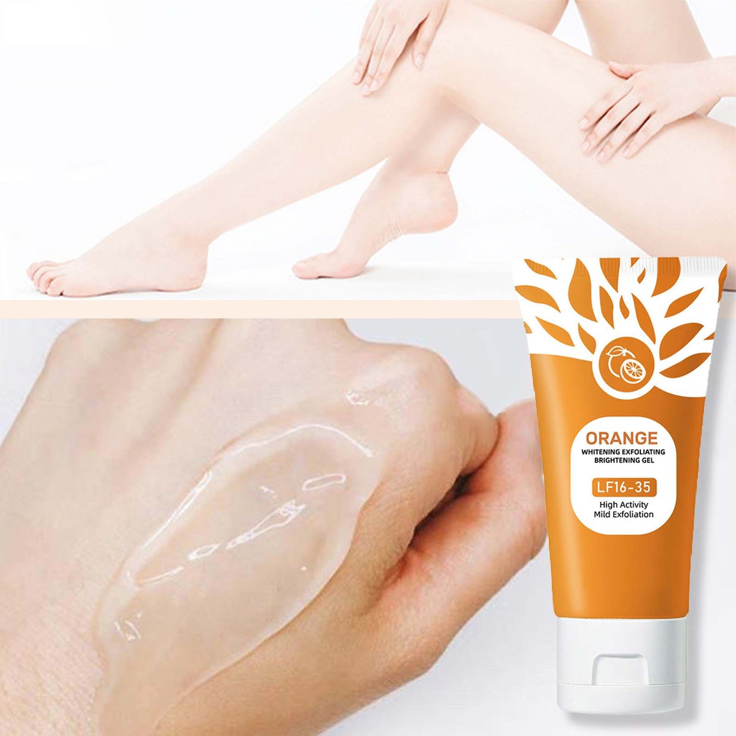 Banzch Orange Exfoliating Gel, Moisturizing Smoothing Brightening Peeling Gel for Face and Body Care, Deep Cleansing Clear Skin Exfoliator with Natural Orange Extracts 50g