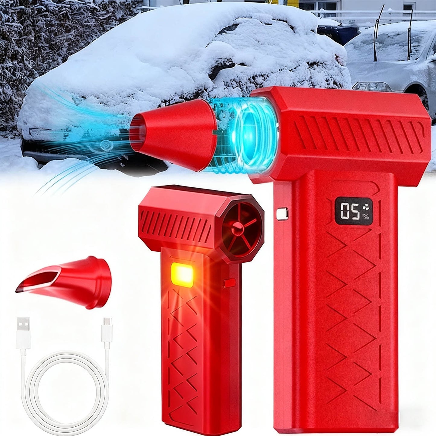 Snow Removal Mini Turbo Snow Blower For Car,2025 Upgrade 5000W Snow Blower Portable Frostguards Blower With Efficient Turbine Tech Portable For Car Windshield Defrost Snow Removal