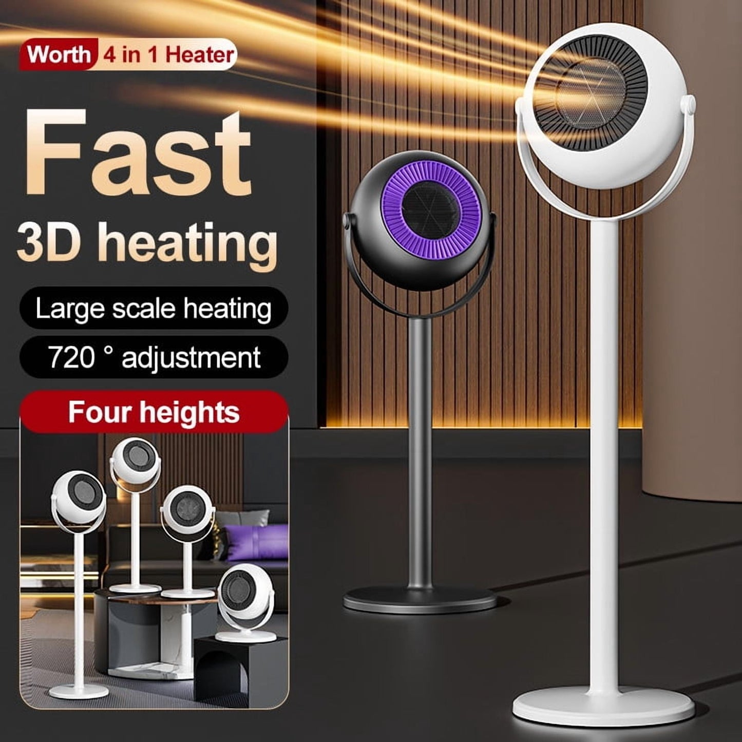 Space Heaters For Indoor Use,Winter Floorstanding Warm Air Blower,Adjustable Height Floor Standing Heater,Portable Telescopic Warm Air Blower With Overheat Protection For Whole Room Heating In Winter