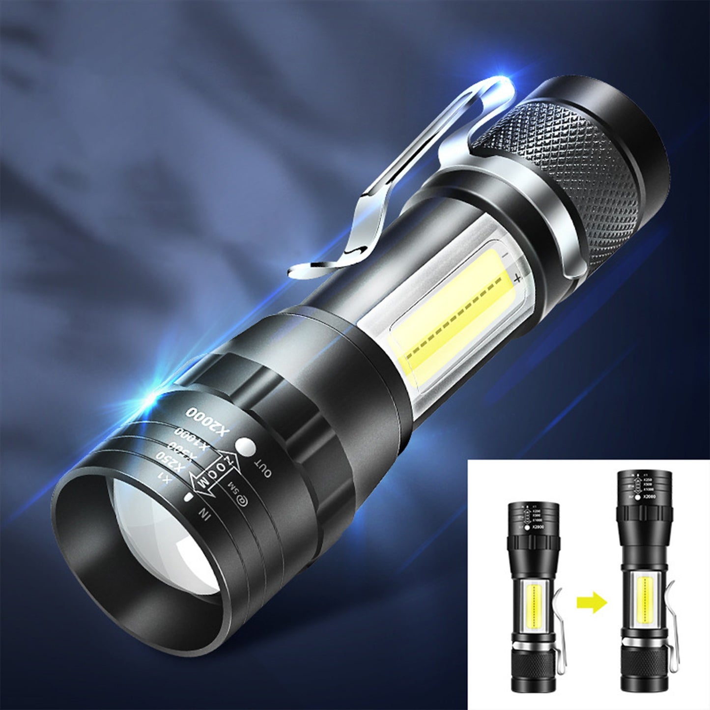 Banzch Flashlight,LED Flashlight,1000 Lumens Super Bright Flashlight, Zoomable, Rechargeable Flashlight With 4 Modes,, Powerful Handheld Flashlight