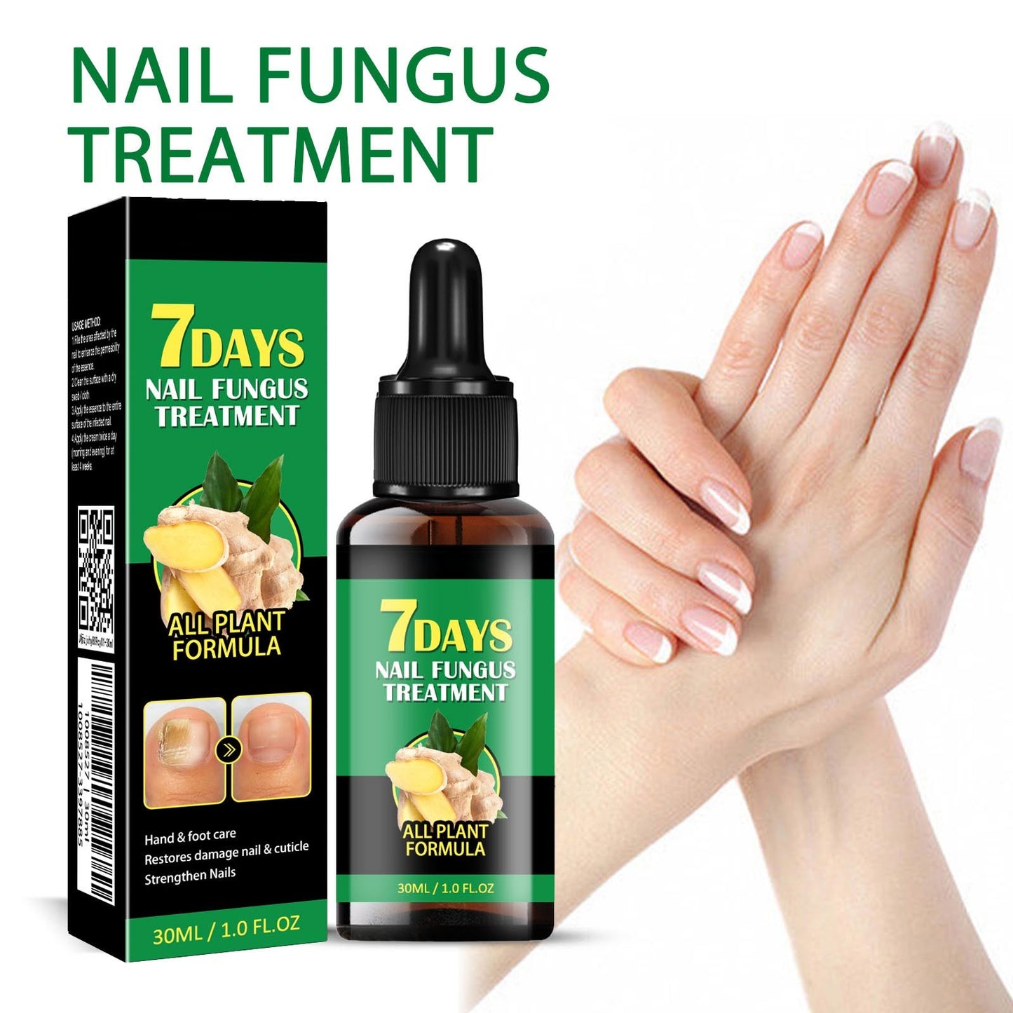 Banzch 7 Days Ginger Foot Spray, Nail Repair Liquid Pen for Damaged Nails, Nourishing Nail Strengthener with Herbal Extracts, Promotes Healthy Growth and Repair 30ml