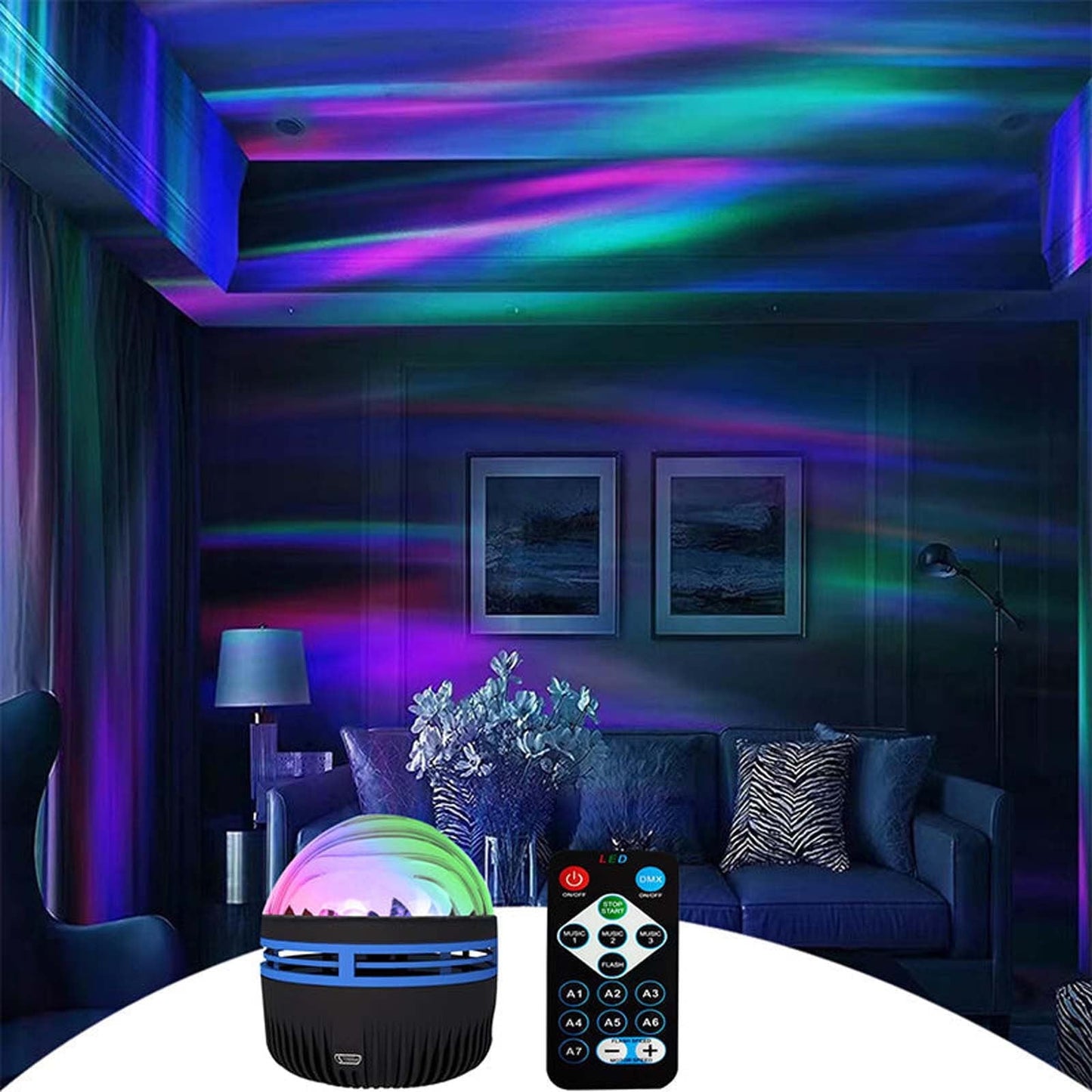 Table Lamp,CELNNCOE USB Projection Light Holiday Night Light Intelligent Voice Controlled Mini Rotating Night Light