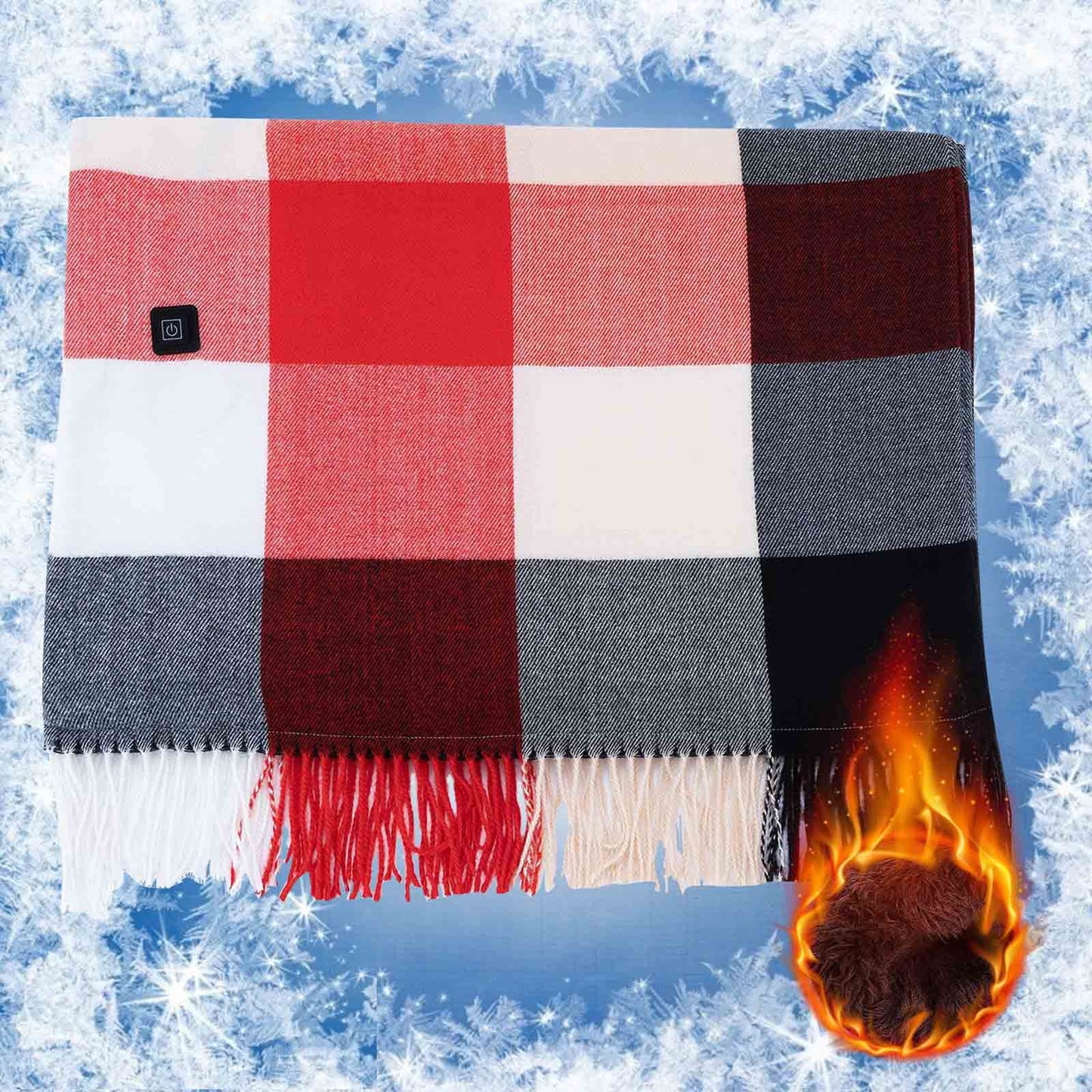 USB Heated Blanket Shawl, USB Heated Blanket Electric Throw, Portable Heated Blanket, Heating Zones Cordless Zip Heated Throw Blanket for Women, Outdoor