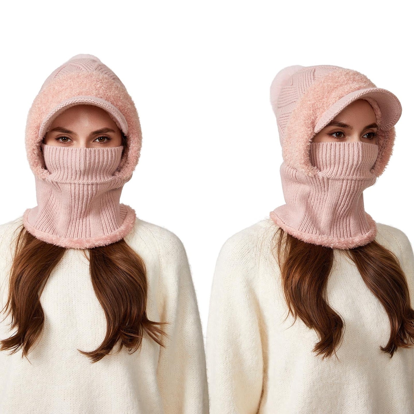 Upgraded Scarf For Women 3 In 1 Beanie Hat For Women,3 In 1 Knitting Hat With Scarf And Mask, Upgrade 3 In 1 Beanie Hat With Scarf And Mask, Fall Winter Warm Knitted Ski Scarf And Mask Set