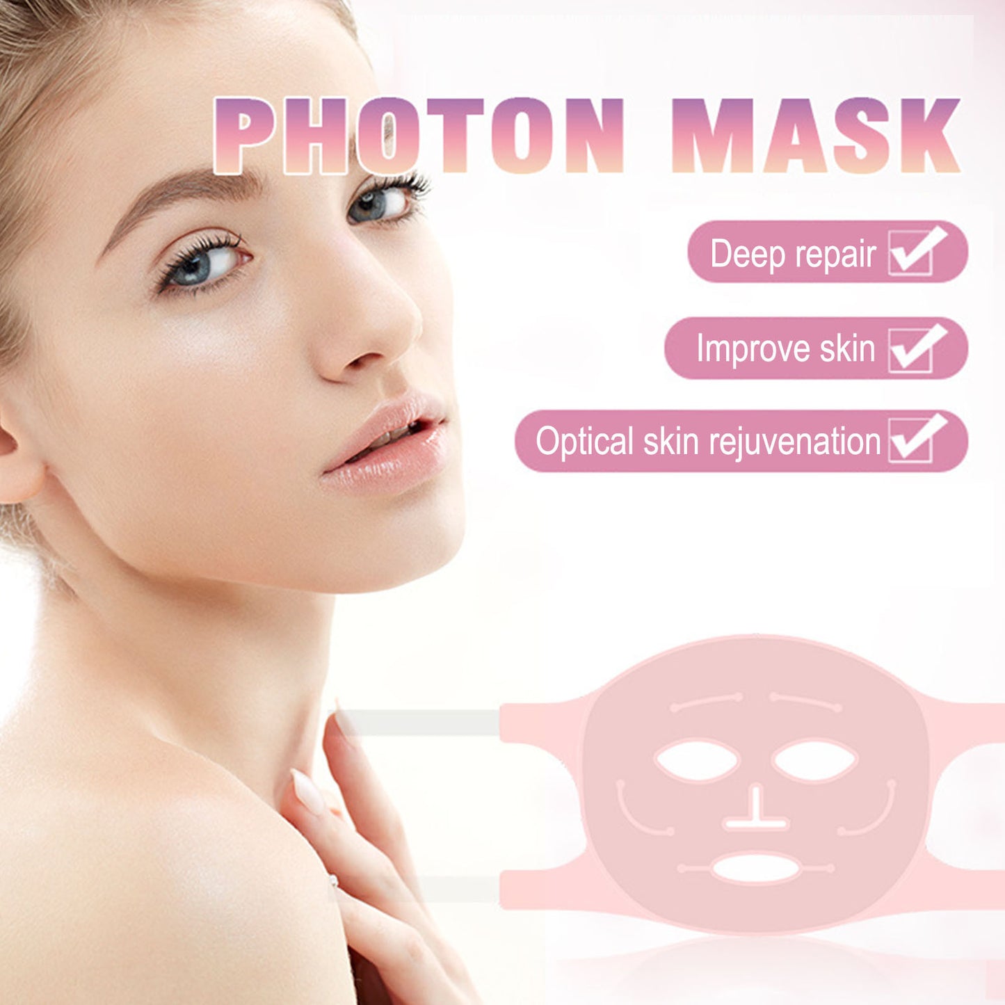 Banzch Beauty Skin Rejuvenation Photon Mask LED Face Mask Light Therapys Red Blue Light Antiaging Wrinkle Acnes Removal Spa Facial Treatments Home Skin Care Mask,Mothers Day Gifts