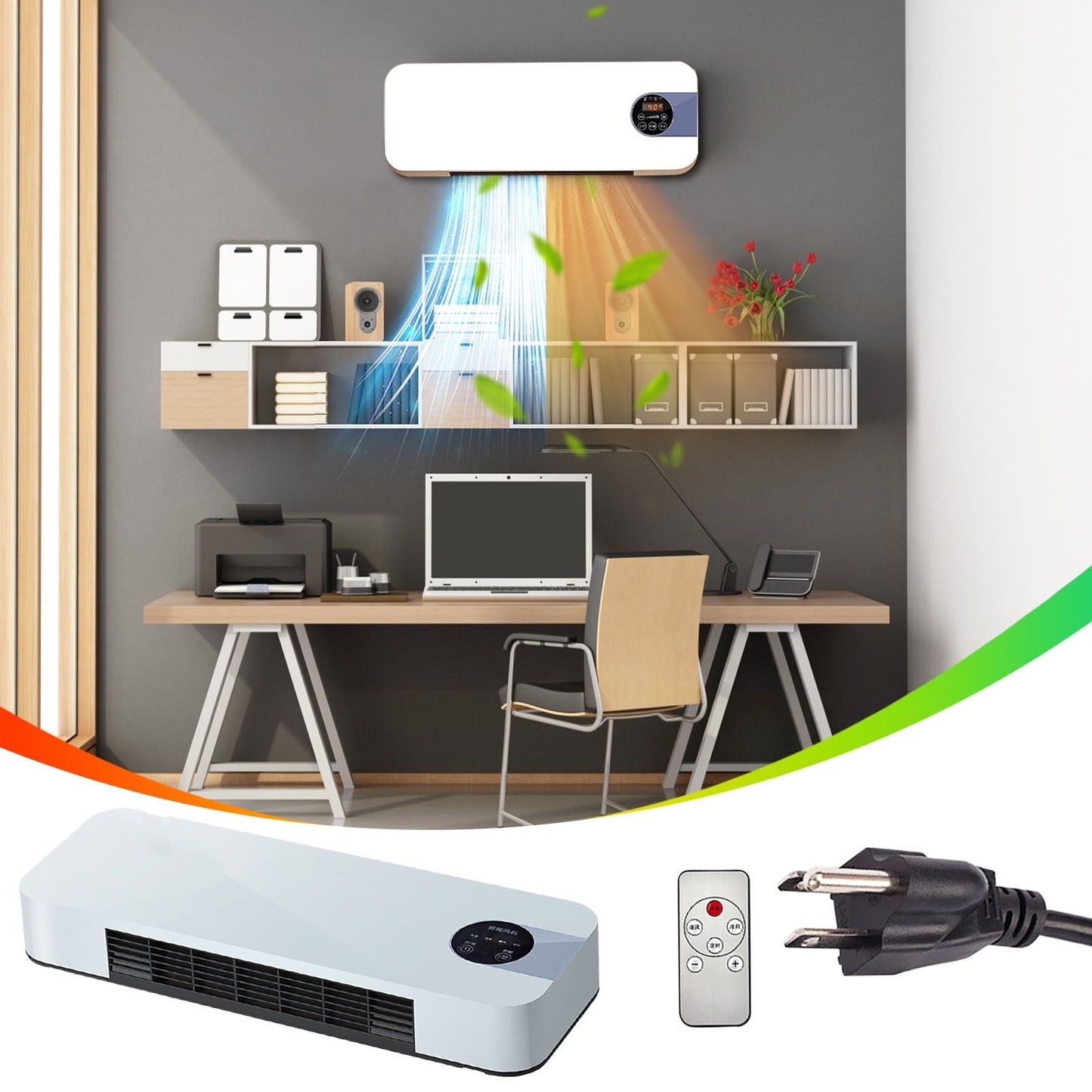 Wall Mounted Ac Heater,Wall Heater And Air Conditioner Combo,Wall-Mounted Space Heater And Air Circulator, Multi-Functional Hot & Cold Blower For Household Bathroom And Room Use