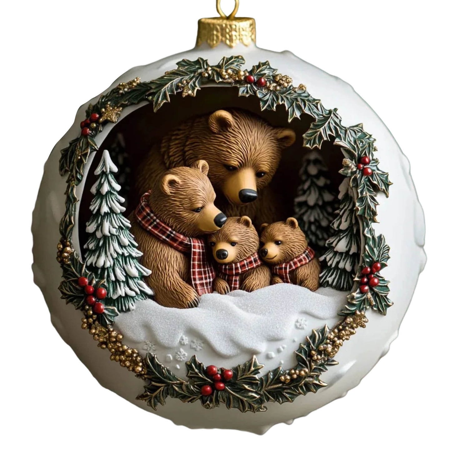 Warm Bear Family Christmas Ornament-Christmas Scene Pendant,Adorable Hanging Decor,Christmas Tree Pendant Decoration,Heartwarming Accent For Tree,Mantel & Home Indoor Holiday Displays,Christmas Gifts