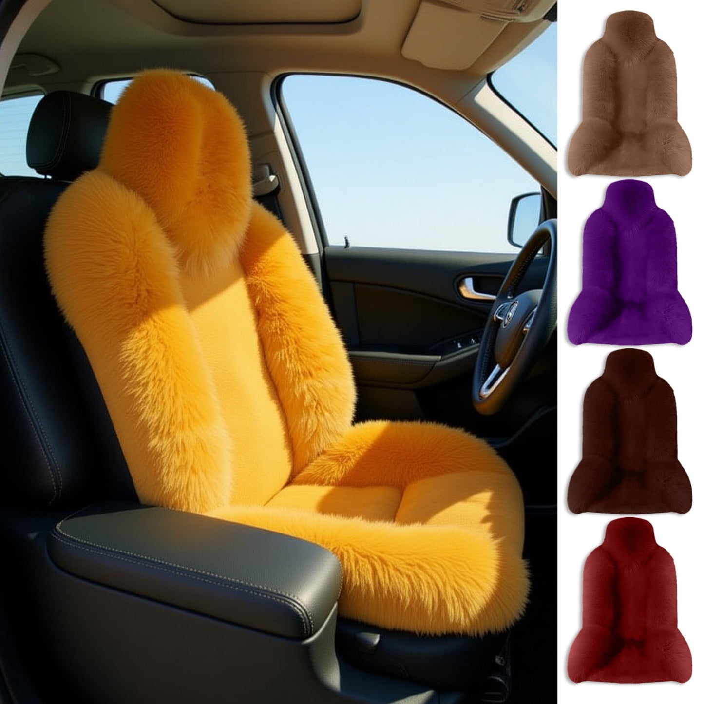 Winter Car Seat Cushion With Soft Furry Surface, Universal 47X24 In Warm Mat Cover With Non-Slip Base For Cold Weather Driving,Car Seat Cushion In Winter Wool Car Seat Cushion Seat Cover Furry Mat