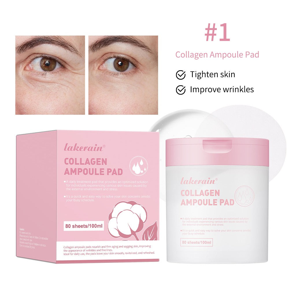 Collagen Ampoule Toner Pad, Cotton Facial Toner Pads Collagen & Ceramid,Gentle Exfoliation for Smooth,Clear Skin,Makeup Skin Prep,Moisturising,Radiance Boosting Pads for Clear,Beauty Skin,80 Pads