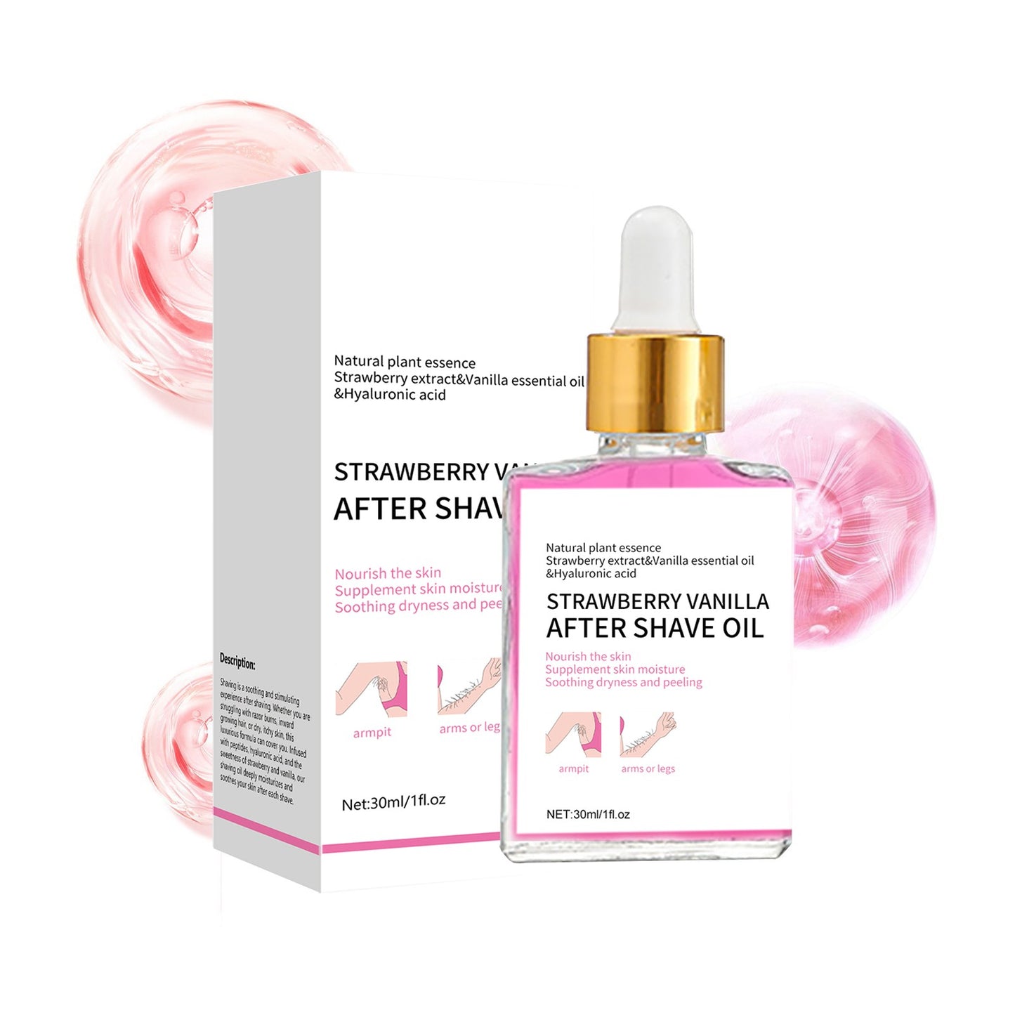 2PCS Strawberry Vanilla After Shave Oil Women For Smooth Skin,After Shave Oil- Strawberry & Vanilla Scent, Soft Serve After Shave Oil,After Shave Oil Strawberry Ingrown,After Shave Oil Women