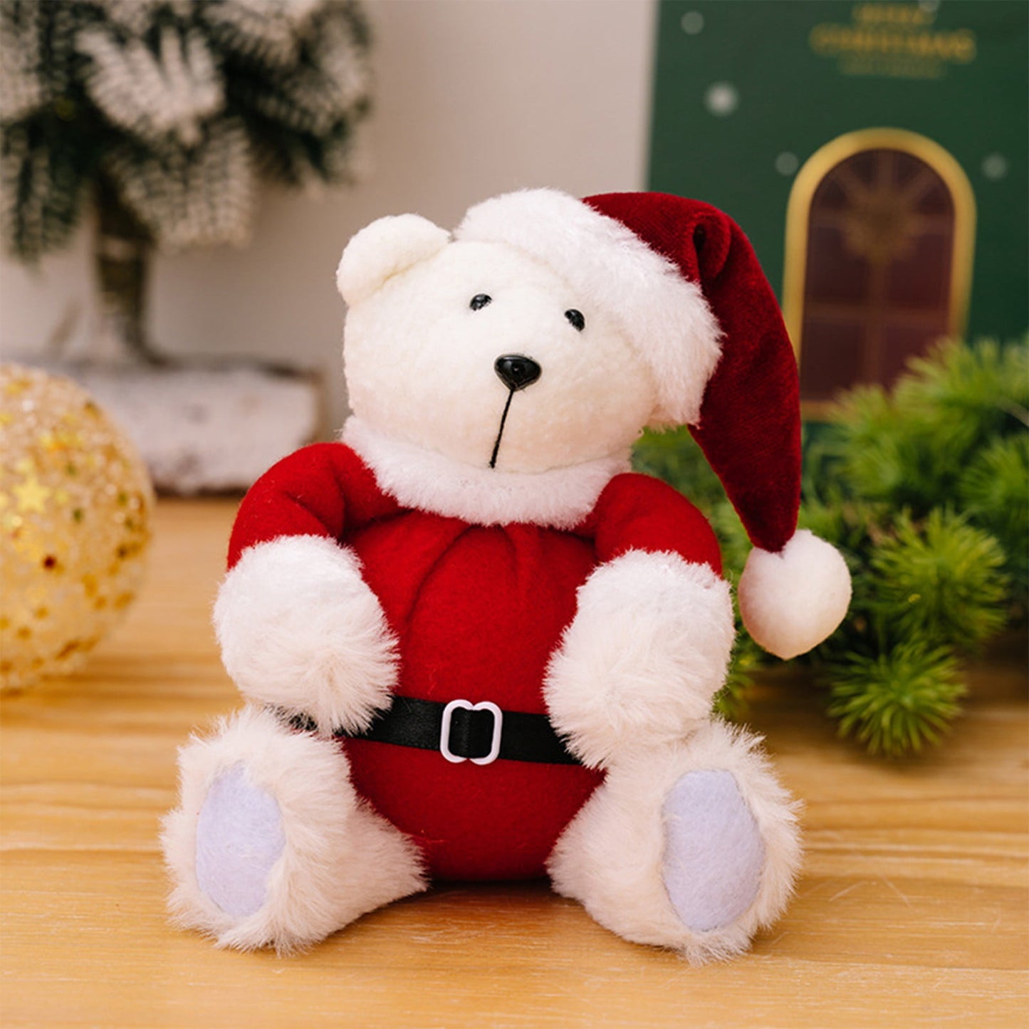 Zawou Super Cute Christmas Bear Polar Bear Stuffed Animal 2025,Christmas Plush Gifts Kids, Soft Christmas Toy Party Holiday Bear,With Santa Hat & Clothes,Birthday Xmas Gifts Ideas,Indoor Deroration