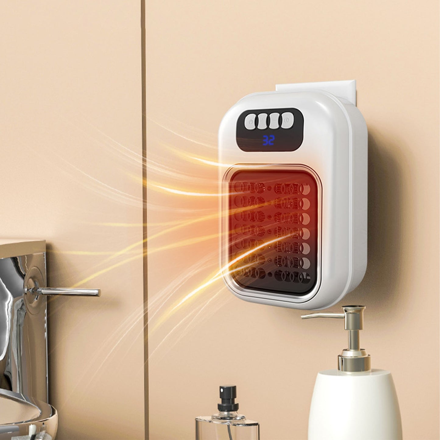 Space Heater for Indoor Use Wall Mounte, Air Heater,,Plug In HeaterPortable Heater Fast Heating with Adjustable Thermostat,Quiet Heater for Bedroom/Living Room/Office