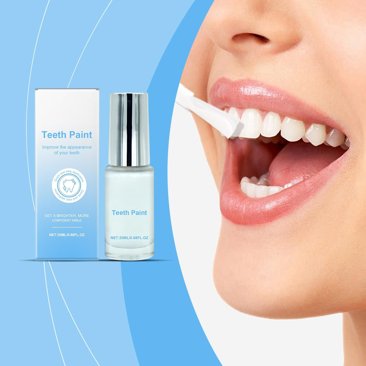 Banzch Tooth Paint, Brightening Tooth Coating for Gentle Care, Long-Lasting Bright Finish, Easy to Apply Teeth Paint for Confident Smile 20ml