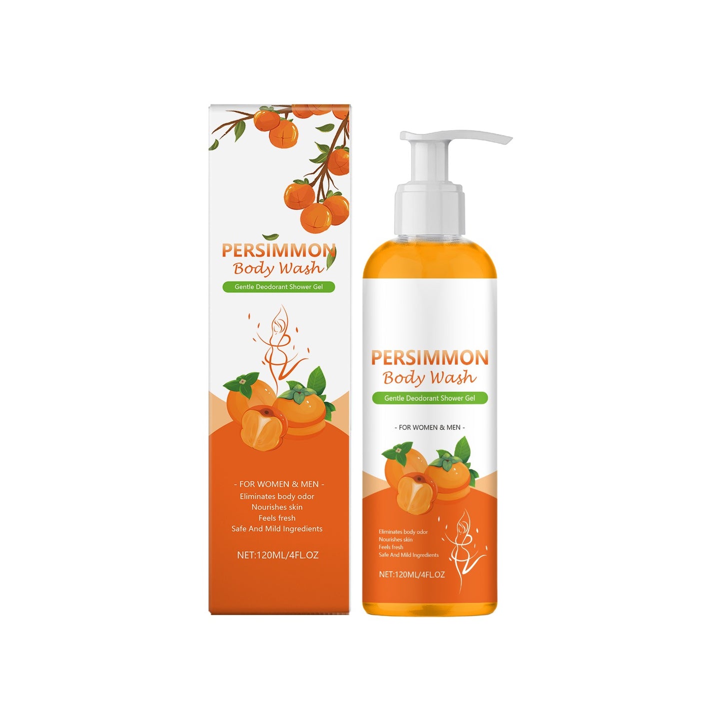 Persimmon Soap for Odor Control, Natural Deodorant Bar Soap with Persimmon & Green Tea Extracts, Cleansing Body Wash for Strong Odor 120ml