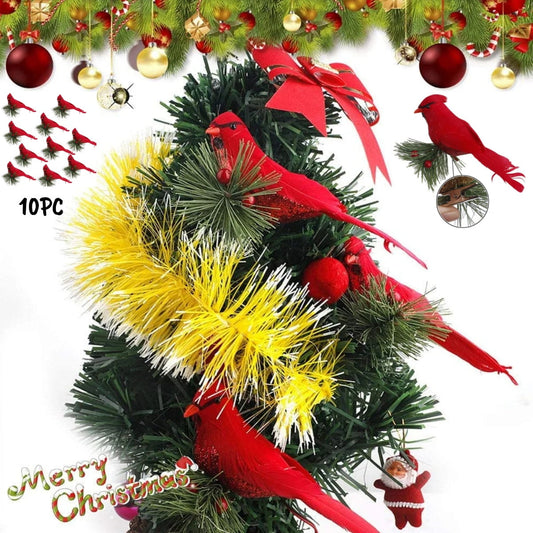 10 Pcs Red Cardinal Christmas Ornaments,Cardinal Ornaments For Christmas Tree,Clip On Christmas Ornaments,Clip On Red Cardinals Artificial Birds Decor For Xmas Tree Wreath Centerpiece Crafts