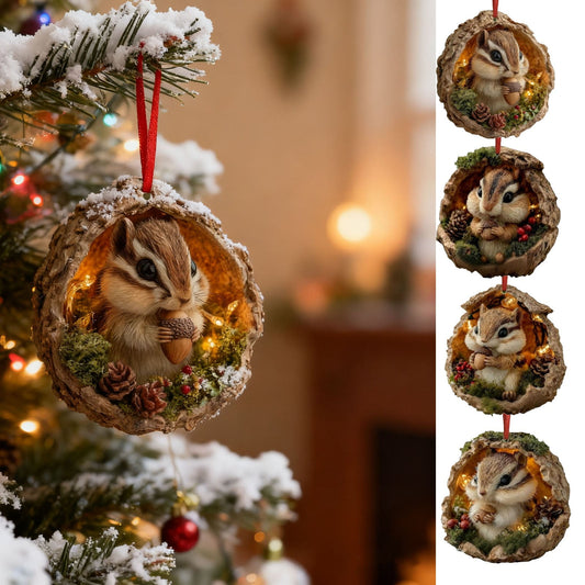10Cm Sleeping Forest Animal Acorn Forest Animals Decoration Christmas Tree Pendant Holiday Gift,Enchanted Forest Animal Ornament, Whimsical Woodland Christmas Tree Decoration For Holiday Home
