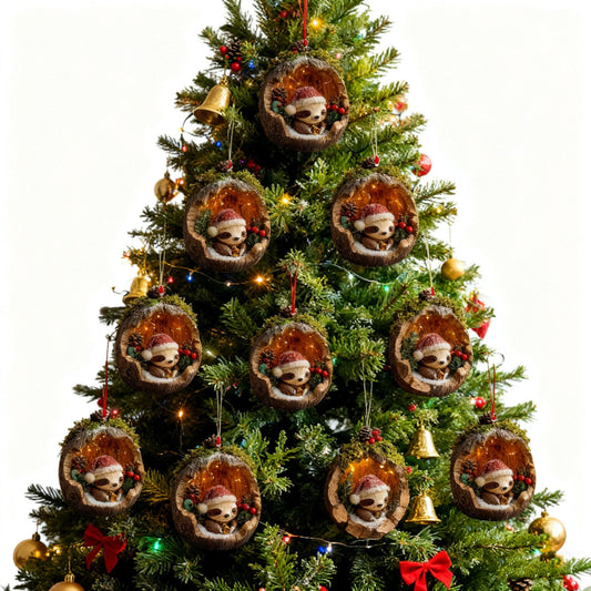 10Cm Sleeping Forest Animal Acorn Forest Animals Decoration Christmas Tree Pendant Holiday Gift,Enchanted Forest Animal Ornament, Whimsical Woodland Christmas Tree Decoration For Holiday Home
