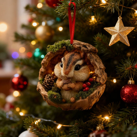 10Cm Sleeping Forest Animal Acorn Forest Animals Decoration Christmas Tree Pendant Holiday Gift,Enchanted Forest Animal Ornament, Whimsical Woodland Christmas Tree Decoration For Holiday Home