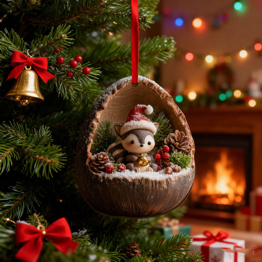 10Cm Sleeping Forest Animal Acorn Forest Animals Decoration Christmas Tree Pendant Holiday Gift,Enchanted Forest Animal Ornament, Whimsical Woodland Christmas Tree Decoration For Holiday Home