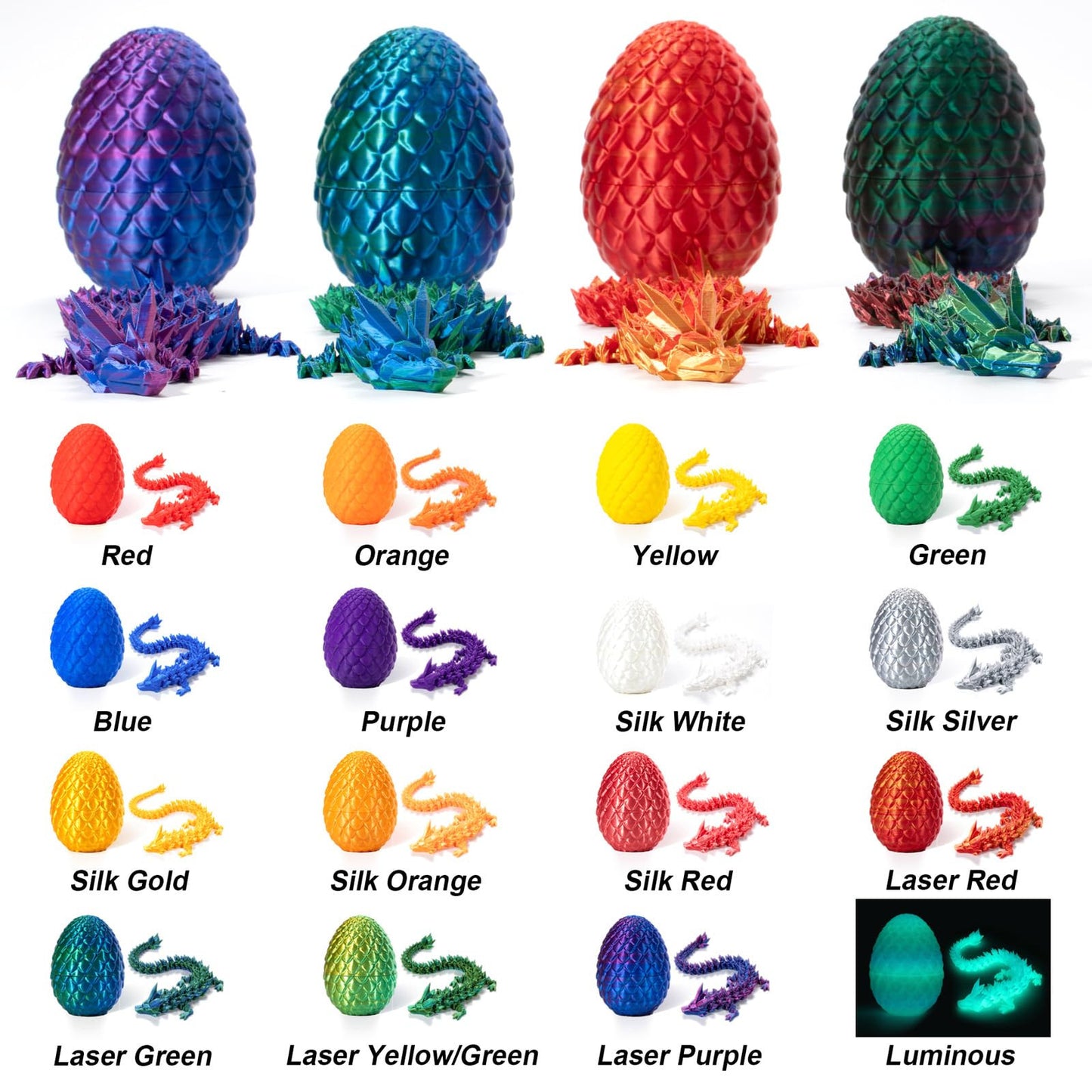 Lanbtorn Easter Egg, Dragon Egg, 12In Dragon Toy, 3D Printed Dragon Fidget Toys, 3D Printed Dragon Egg with Articulated Dragon Inside, Fidget Toys for Autism/ADHD, Easter Gifts