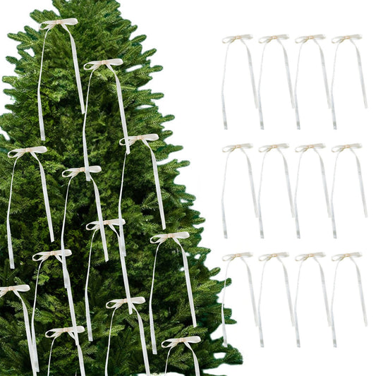 12 Pcs Christmas Tree Bows Door Garland Decor Vintage Wreath Bow,Christmas Bow Fine Silk Ribbon Christmas Tree Pendant Festive Ambiance Decoration Pendant Christmas Ornaments