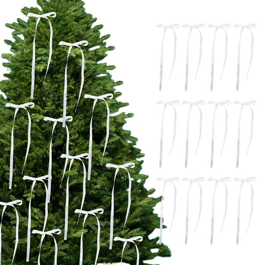 12 Pcs Christmas Tree Bows Door Garland Decor Vintage Wreath Bow,Christmas Bow Fine Silk Ribbon Christmas Tree Pendant Festive Ambiance Decoration Pendant Christmas Ornaments