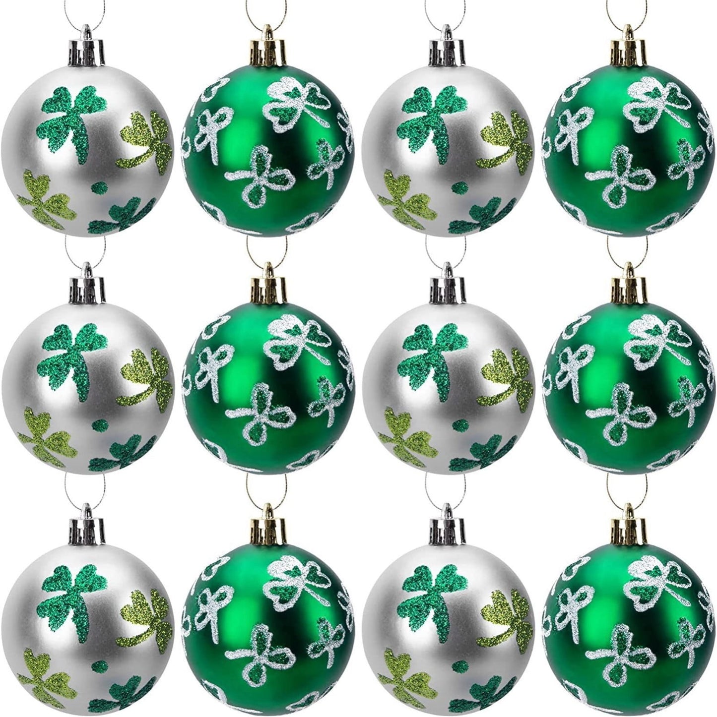 12 Pcs St. Patrick'S Day Ball Ornament St. Patrick'S Day Shamrock Hanging Ornament Good Luck Clover Balls Tree Decor For St. Patrick'S Day Irish Party Supplies St. Patrick'S Day Decorations for Tree,A