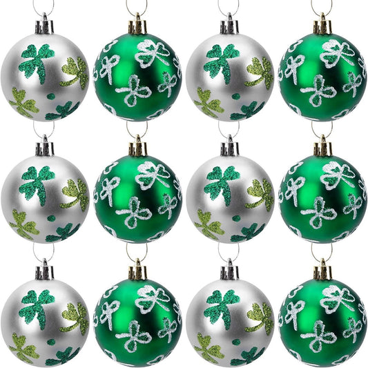 12 Pcs St. Patrick'S Day Ball Ornament St. Patrick'S Day Shamrock Hanging Ornament Good Luck Clover Balls Tree Decor For St. Patrick'S Day Irish Party Supplies St. Patrick'S Day Decorations for Tree,A