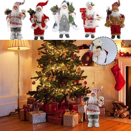 12In Christmas Decorations Santa Claus Doll Standing Figurine Ornament For Holiday Window Or Tree Display,Cute Christmas Santa Claus Doll Christmas Child Gift Toy Table Decoration For Home